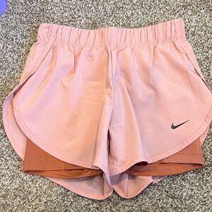Nike Women's Peach and Rust Athletic Shorts